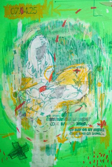 Original Abstract Expressionism People Mixed Media by Andrea Hauer