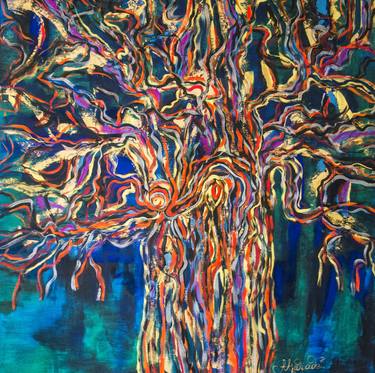 Print of Abstract Tree Paintings by Maria Andrade Andrade