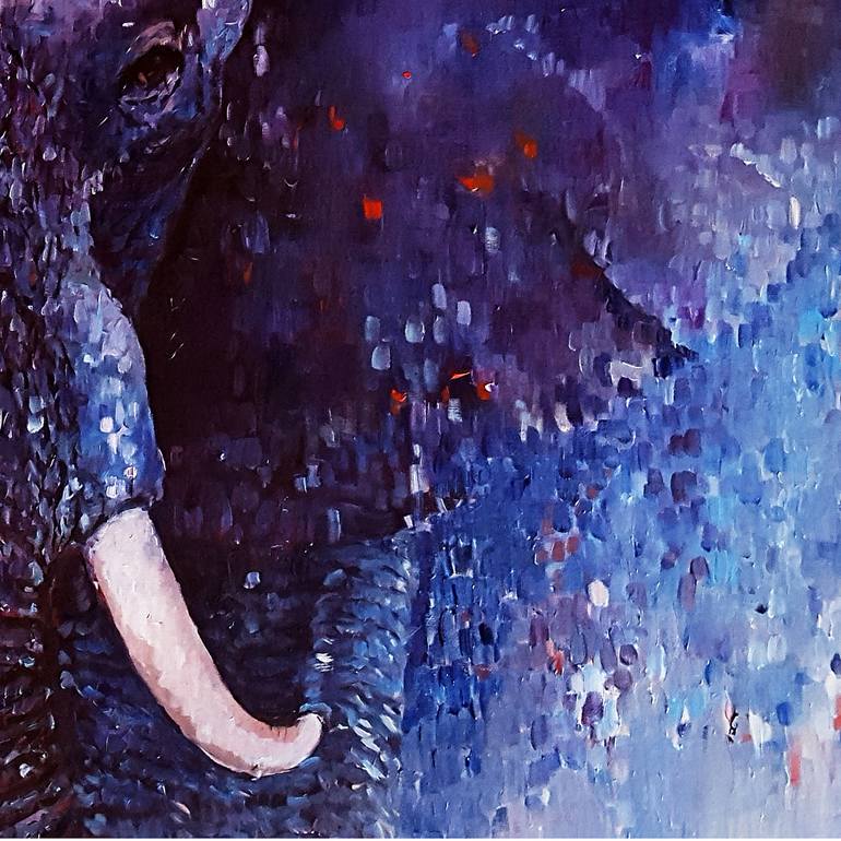 Original Impressionism Animal Painting by Arti Chauhan