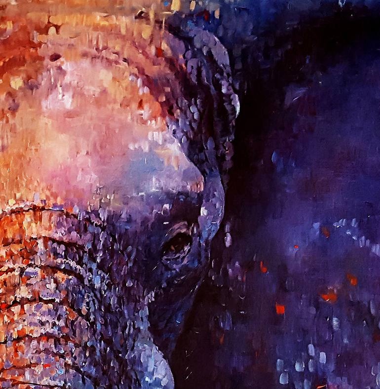 Original Impressionism Animal Painting by Arti Chauhan