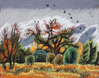 Original Expressionism Landscape Drawings by Gina Blickenstaff