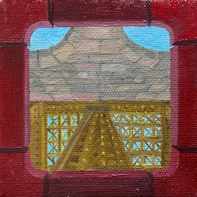 Original Architecture Painting by Samuel Leopold | Contemporary Art on Canvas | Limestone and Steel