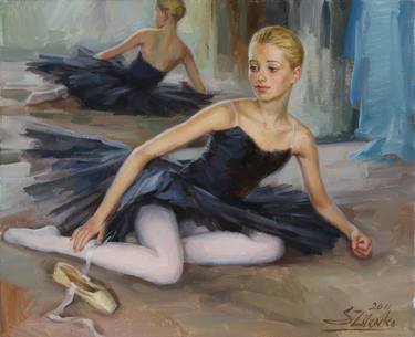 Young ballerina in black tutu thumb