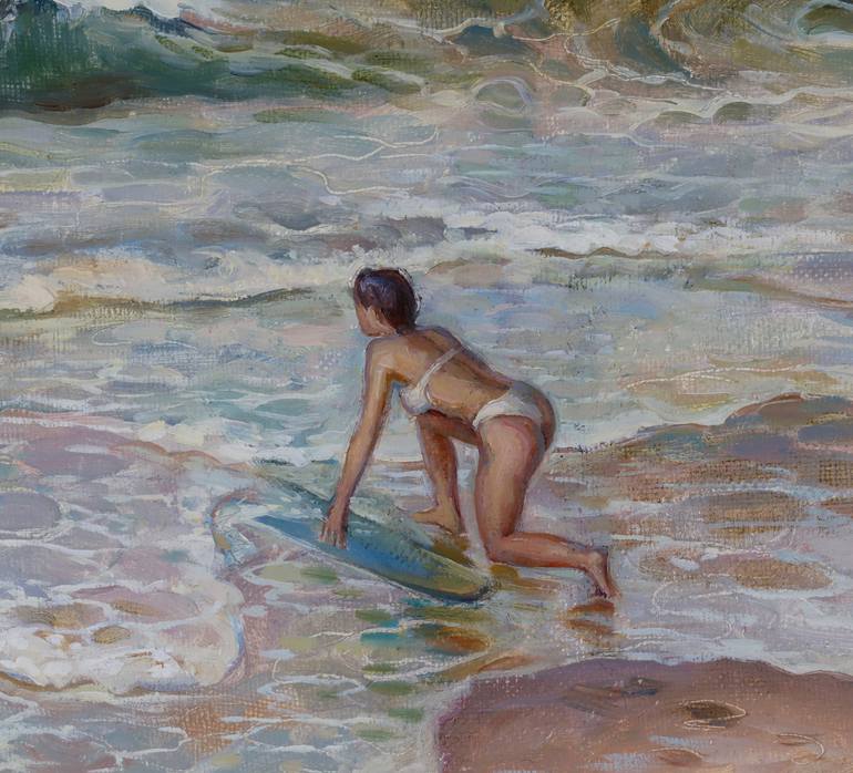 Original Figurative Beach Painting by Serguei Zlenko