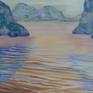 I paint mountain by the Ha Long bay one of world heritage in Vietnam landscape.
