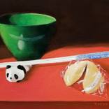 Panda and Green Bowl by karyn robinson