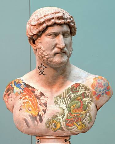 Roman statue with japanese tattos thumb