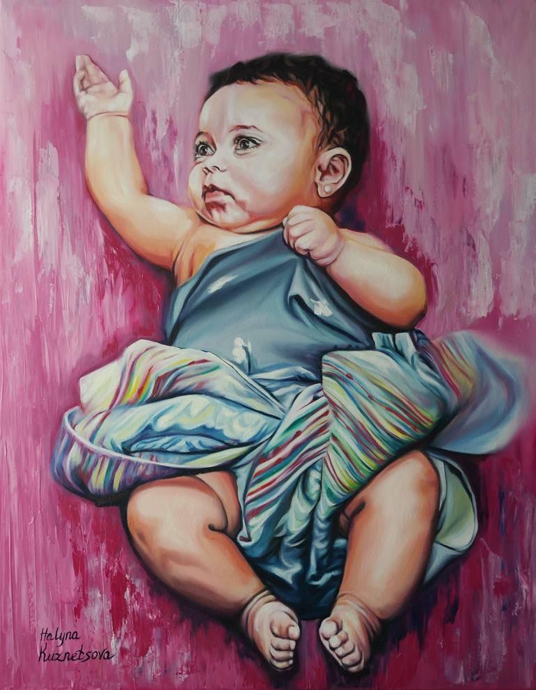 Baby Girl Painting by Halyna Kuznetsova