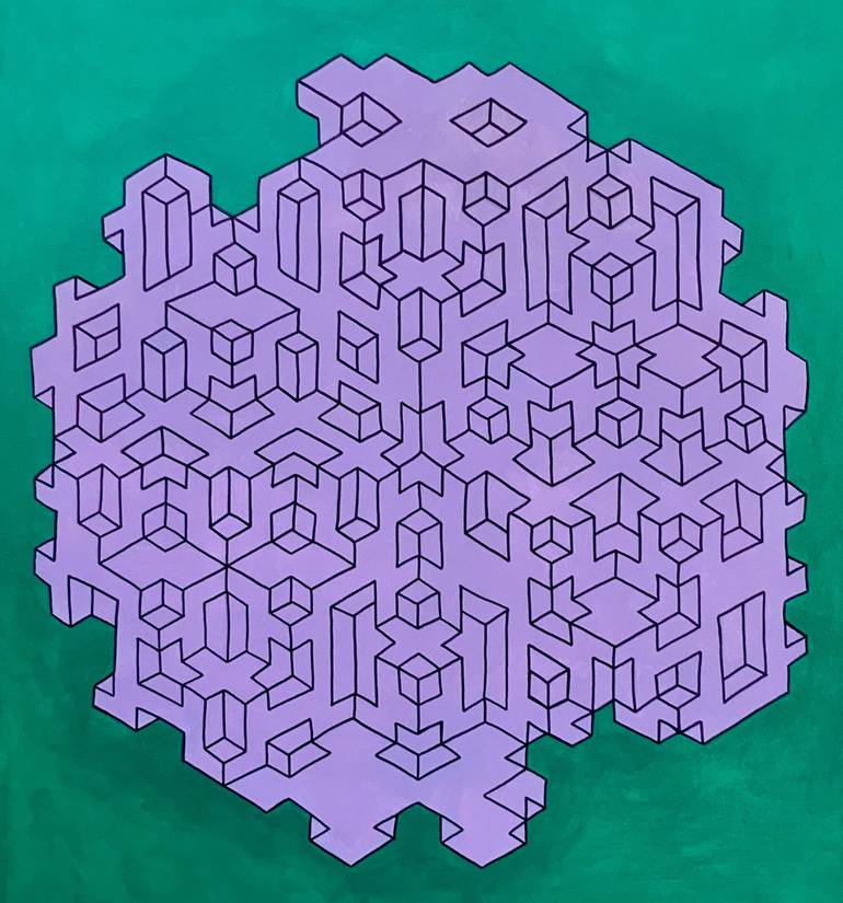 Cubic Mandala Optical Illusion Origami Inspiration Painting by Vance ...