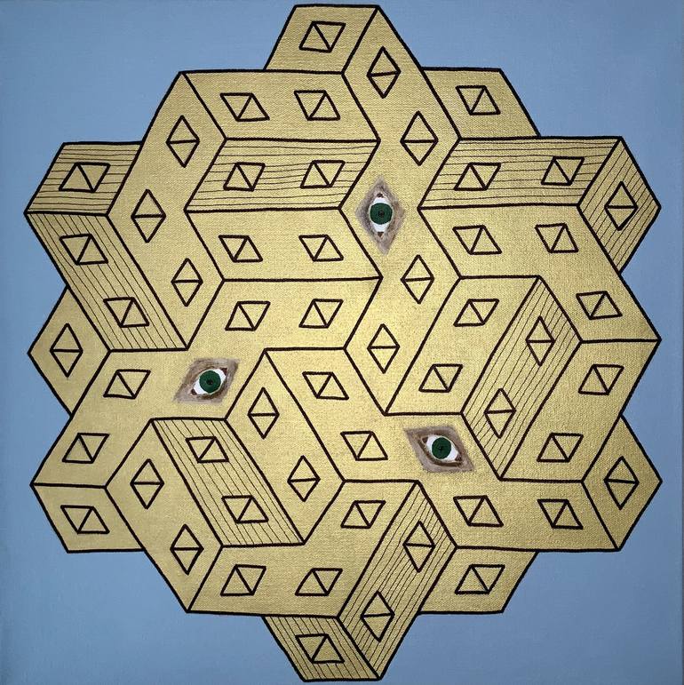 Illuminated 3rd Eye Origami Cubic Illusion Painting by Vance Houston ...