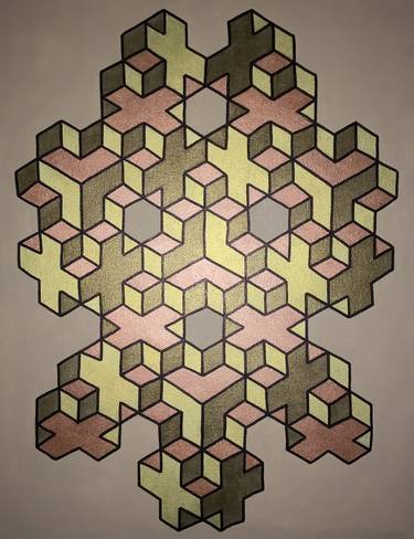 Communal Planes - Geometric Illusion of Origami Cubes thumb