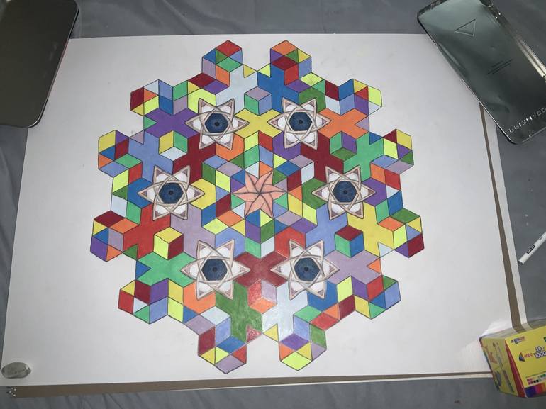 Original Pop Art Geometric Drawing by Vance Houston