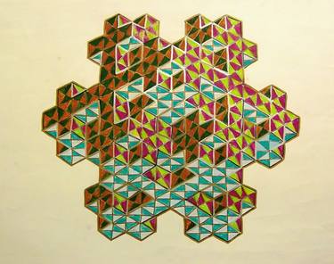Geometric Cubes- 3 Different Colored Pencil Drawings thumb