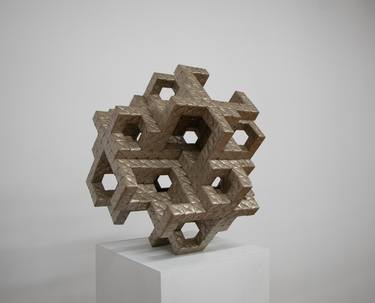 Tedious Interwoven Paper Artwork - Geometric Origami Organic Design Symmetry Mirrored Images thumb