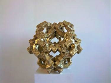 Spherical Cub Origami Engineered Art Ornament Large Scale thumb
