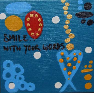 Smile with your words hearts and torquoise blue box canvas with gold modern art home is where the heart is 6" x 6" x 1.1/2" thumb
