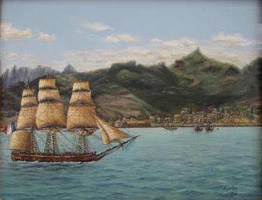 'La Confiance' off Port Louis, Mauritius (circa 1808) thumb