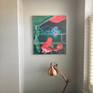 Painting hanging on the wall.