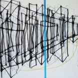 Black and White with Blue and Gold Lines No.2 by Kevin Jones