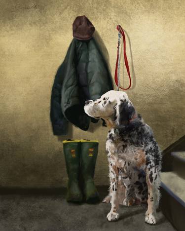 Original Fine Art Dogs Mixed Media by Jeff Perrault