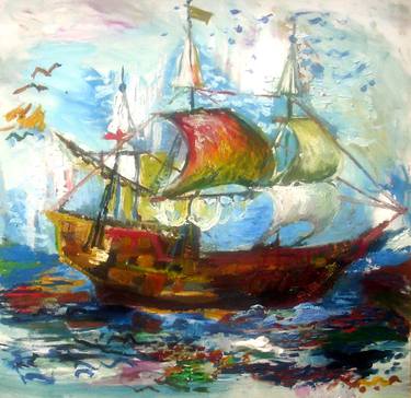 Print of Expressionism Ship Paintings by Nikolina Pohlupkova