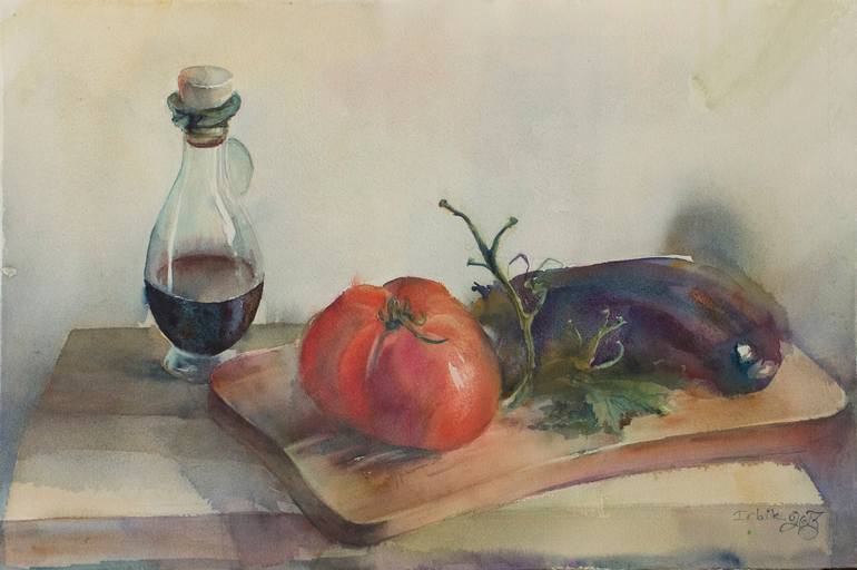 Still Life with Big Tomato Painting by Irina Bibik-Chkolian | Saatchi Art