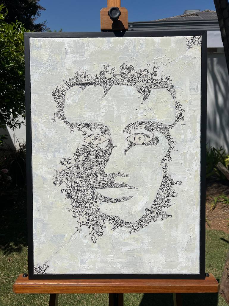 Original Black & White Calligraphy Painting by Mirela Fioresy