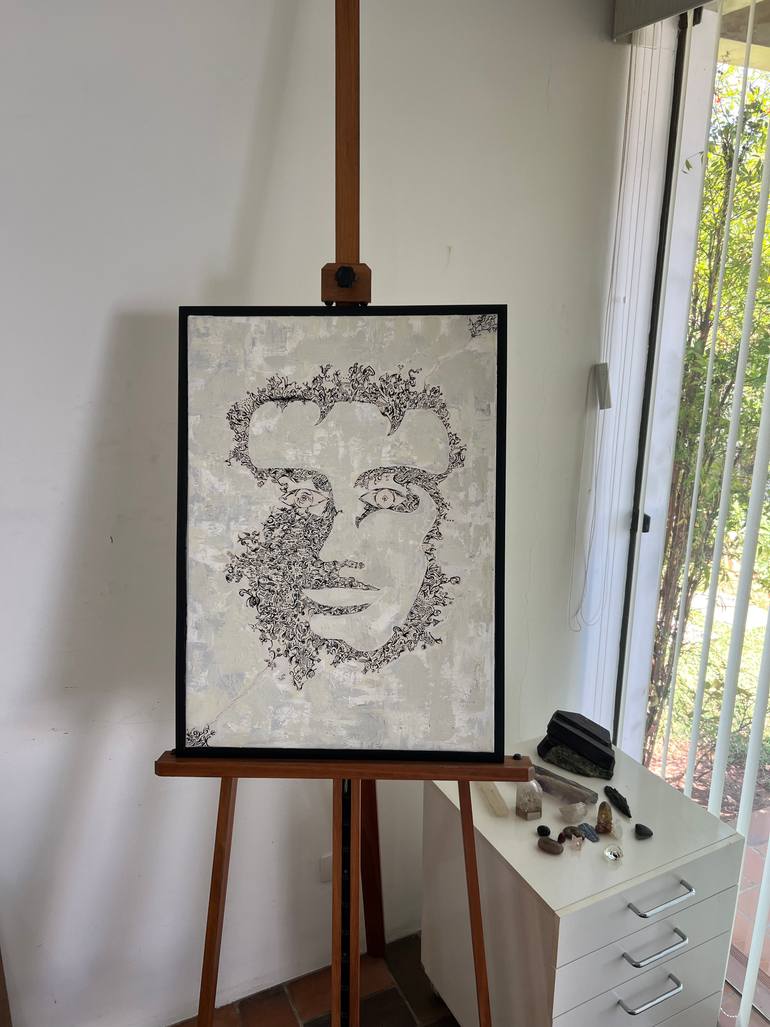 Original Black & White Calligraphy Painting by Mirela Fioresy
