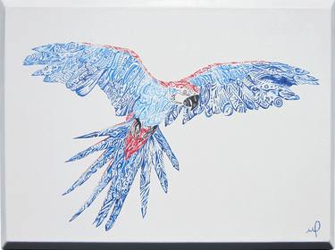 Macaw Dip Pen Artwork on Special Canvas thumb