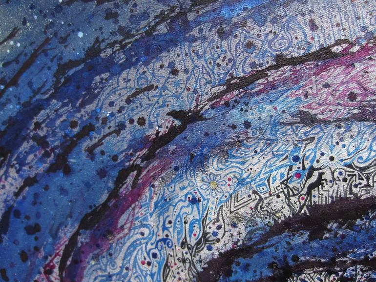 Original Abstract Outer Space Painting by Mirela Fioresy