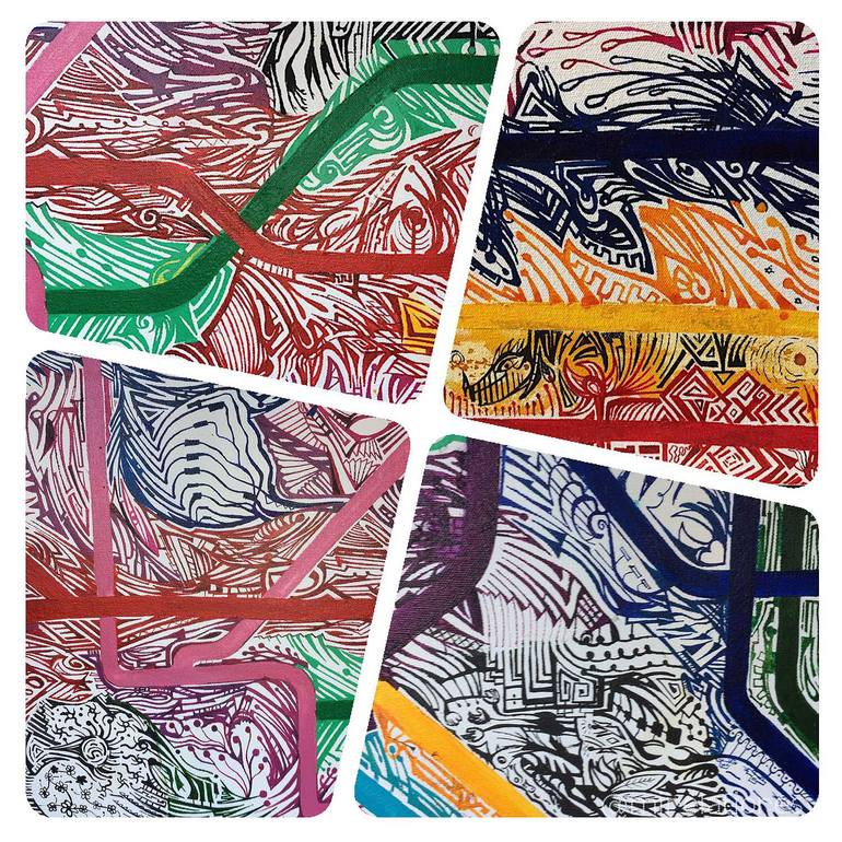 Original Abstract Cities Painting by Mirela Fioresy