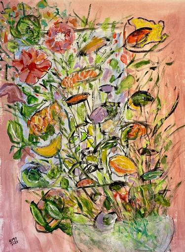 Original Abstract Expressionism Floral Painting by Alfredo Machado Zingg