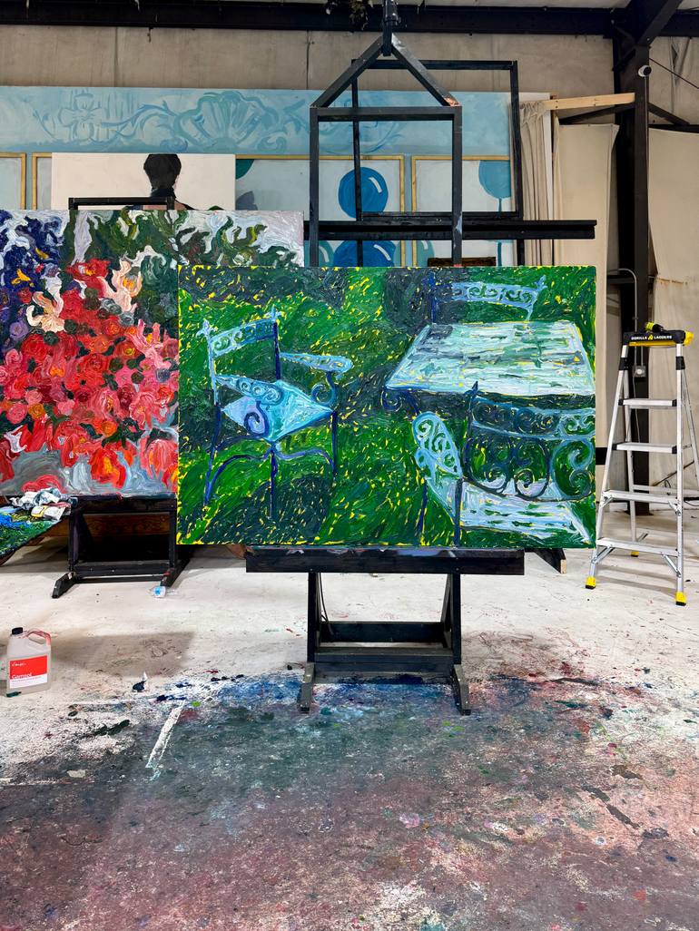 Original Impressionism Garden Painting by Daniel Zimmerman