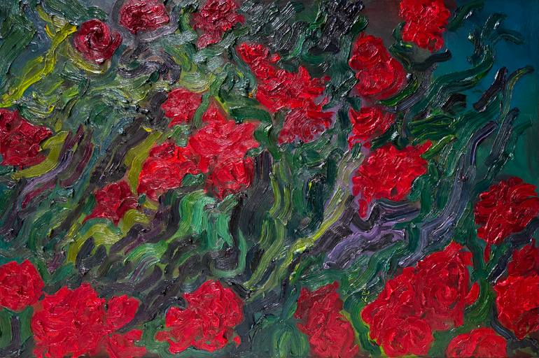 Original Abstract Floral Painting by Daniel Zimmerman