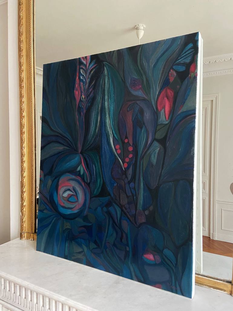 Original Abstract Floral Painting by Nathalie Maquet