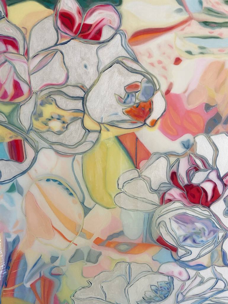 Original Abstract Floral Painting by Nathalie Maquet