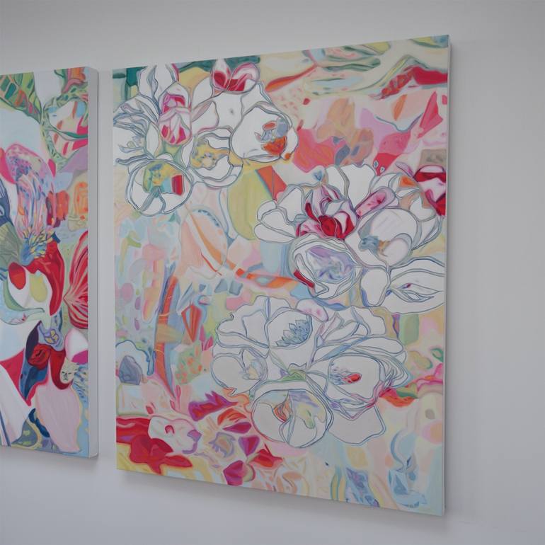 Original Abstract Floral Painting by Nathalie Maquet