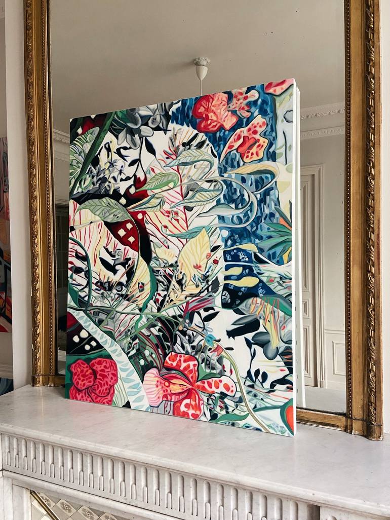 Original Abstract Floral Painting by Nathalie Maquet