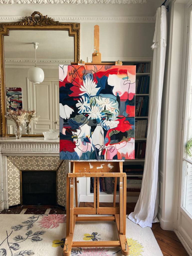 Original Abstract Floral Painting by Nathalie Maquet