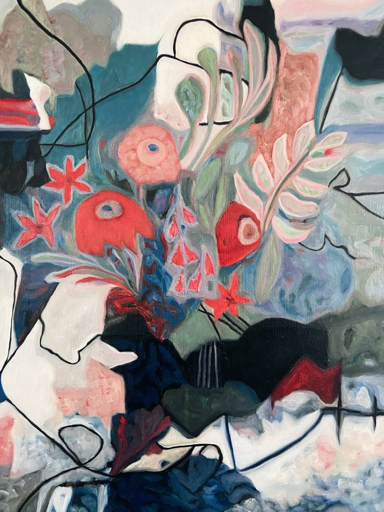 Original Abstract Floral Painting by Nathalie Maquet