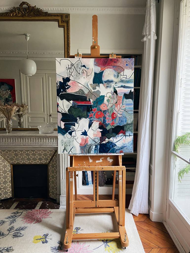 Original Abstract Floral Painting by Nathalie Maquet