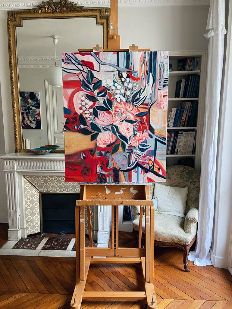 Original Abstract Floral Painting by Nathalie Maquet
