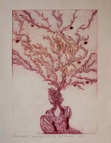 Original Conceptual Tree Printmaking by Esmeralda Riglea