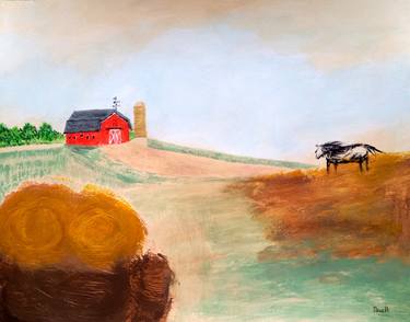 Original Abstract Rural life Paintings by Jill Dowell