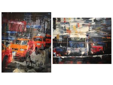 Original Abstract Expressionism Cities Paintings by stefan petridis