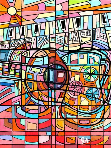 Original Cubism Music Paintings by Jeremy Aiyadurai