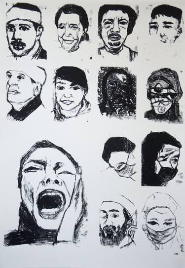 Original Figurative People Printmaking by Myriam Dib