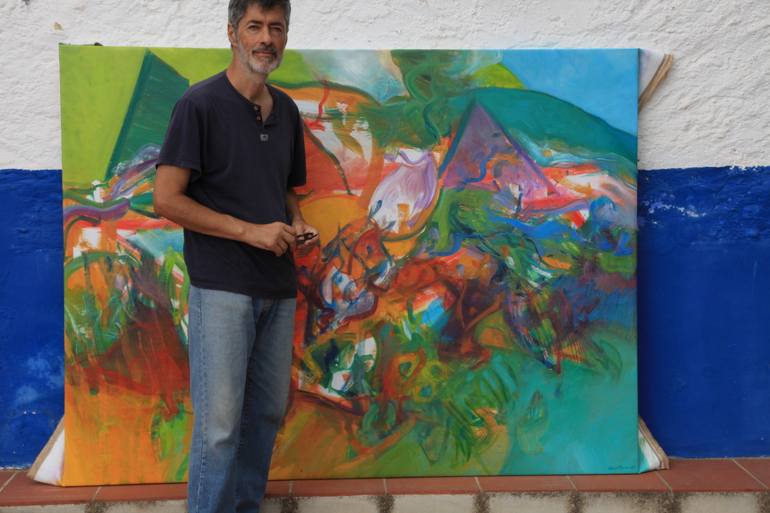 Original Abstract Landscape Painting by Oliveira Tavares