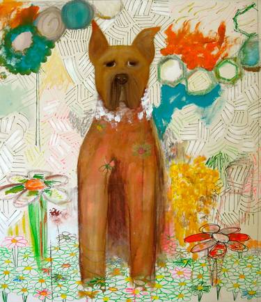 Original Abstract Expressionism Dogs Paintings by Marthe Isa