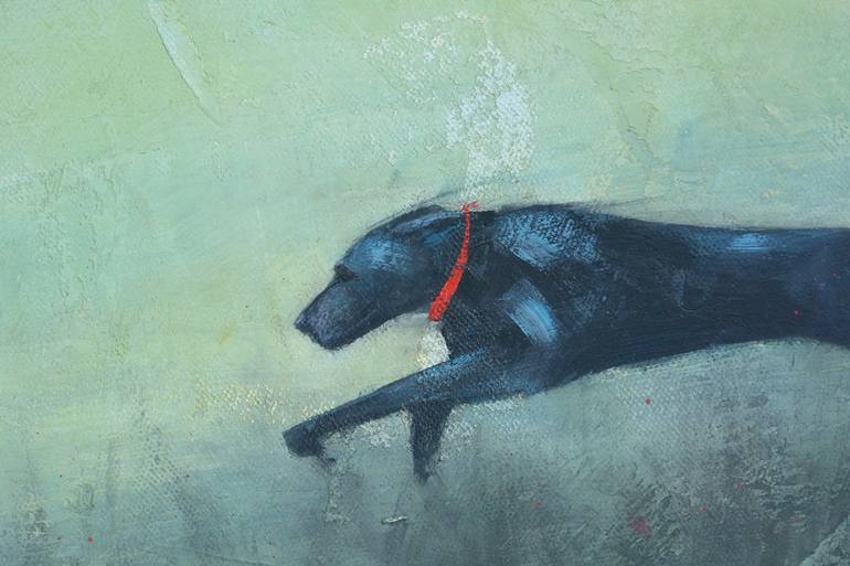 Original Impressionism Dogs Painting by Sally Adams